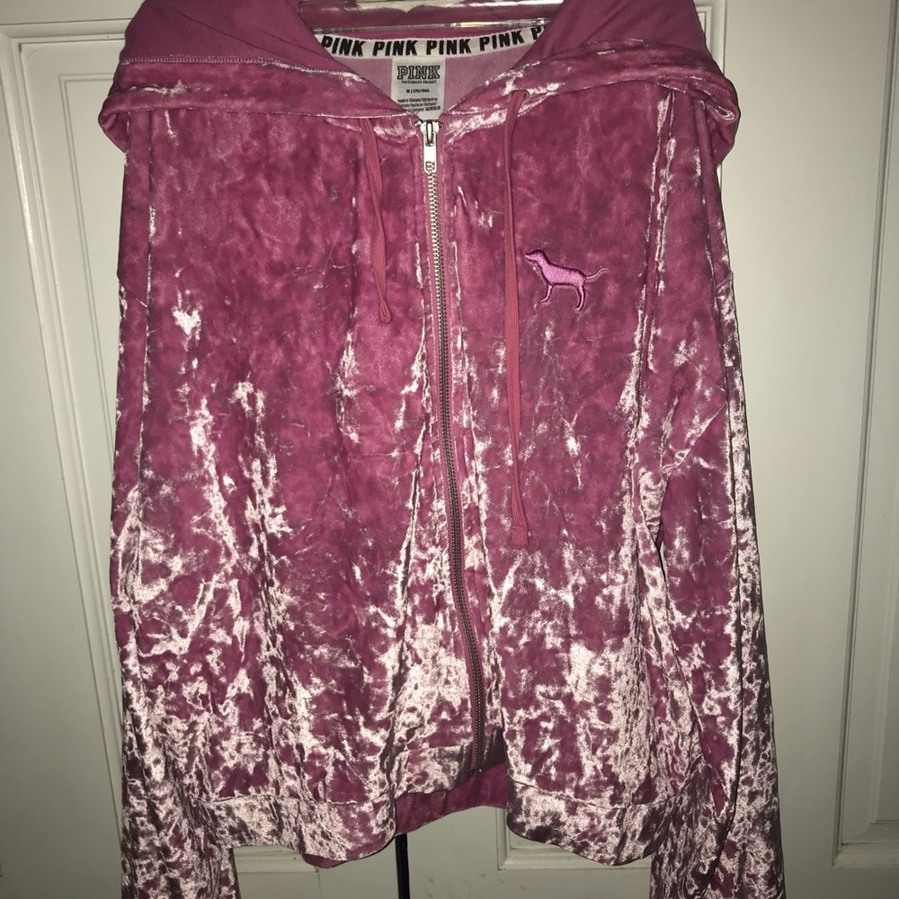 VS PINK VELVET ZIP-UP HOODIE